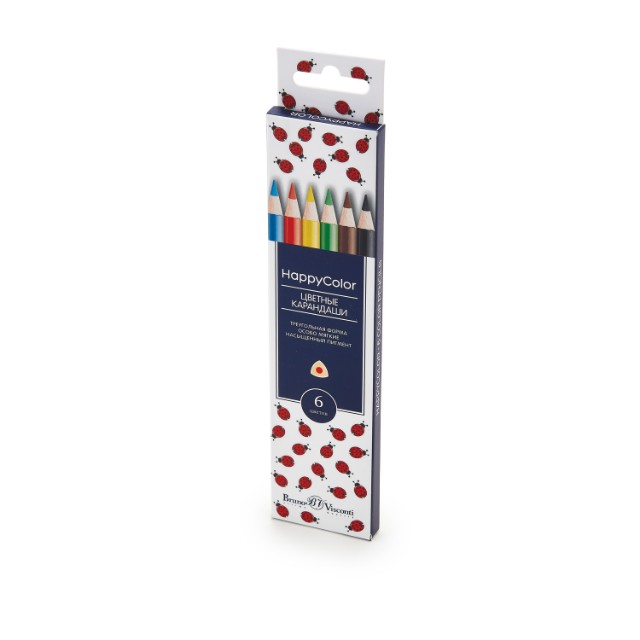 Карандаши цветные 6 цв BV HappyColor треуг к/к Превью 8
