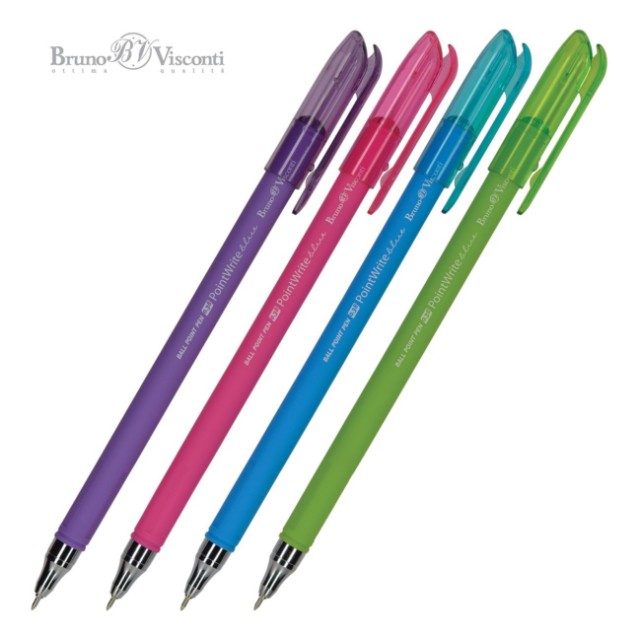 Ручка шариковая синяя BV PointWrite корпус ассорти 0.38мм Превью 0