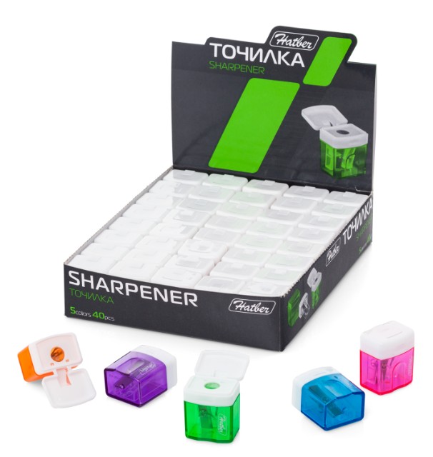 Точилка 1отв Hatber пластик контейнер с крышкой Превью 0