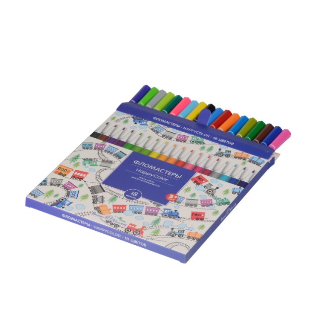 Фломастеры 18 цв BV HappyColor 4 вида к/к Превью 13