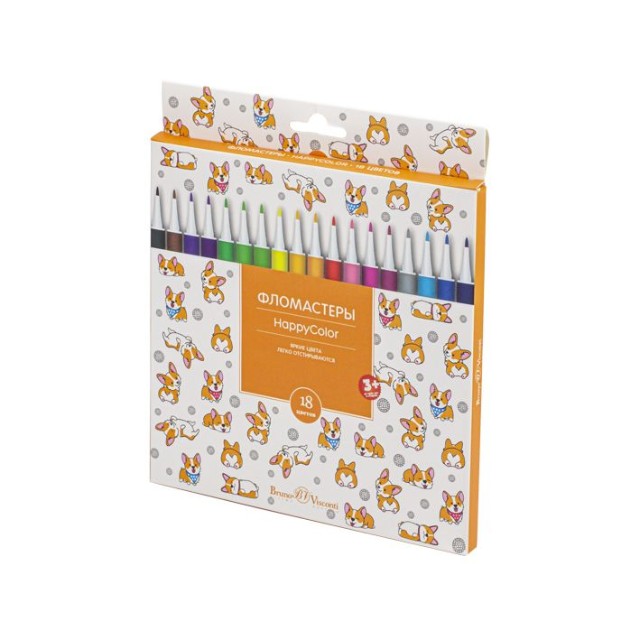 Фломастеры 18 цв BV HappyColor 4 вида к/к Превью 16