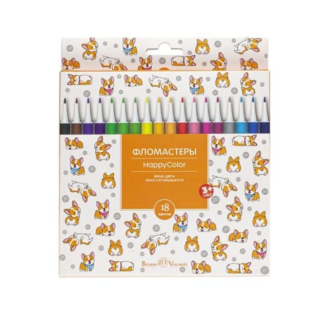 Фломастеры 18 цв BV HappyColor 4 вида к/к Превью 19