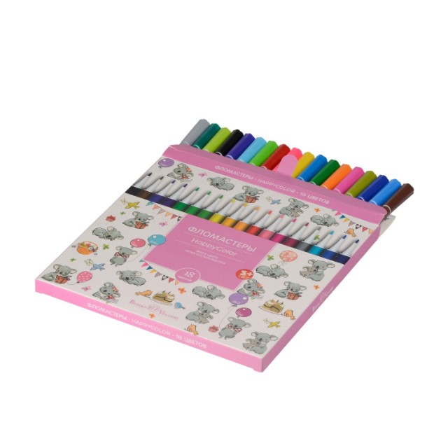 Фломастеры 18 цв BV HappyColor 4 вида к/к Превью 8