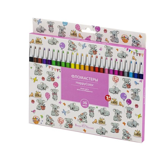 Фломастеры 24 цв BV HappyColor 4 вида к/к Превью 13