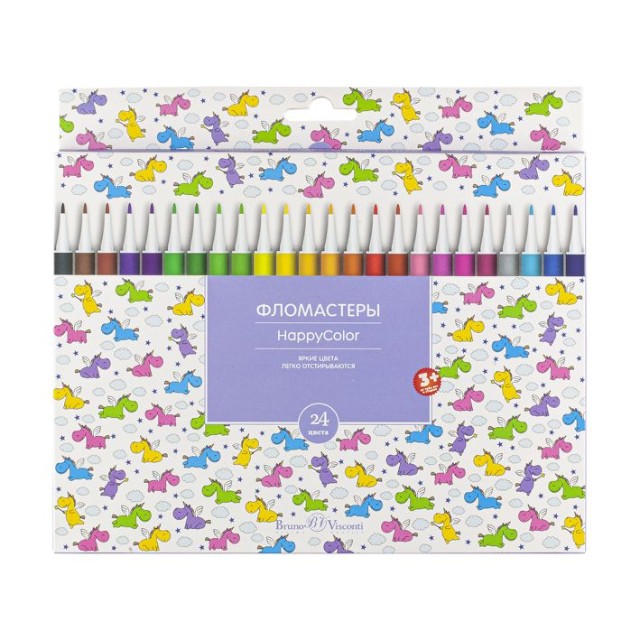 Фломастеры 24 цв BV HappyColor 4 вида к/к Превью 8