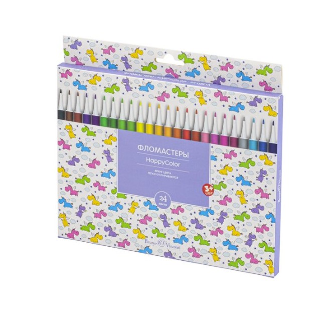 Фломастеры 24 цв BV HappyColor 4 вида к/к Превью 16