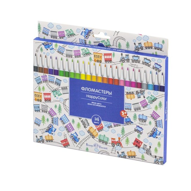Фломастеры 24 цв BV HappyColor 4 вида к/к Превью 7