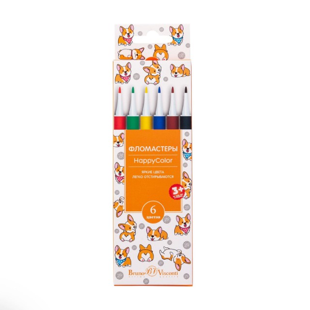 Фломастеры 6 цв BV HappyColor к/к Превью 8