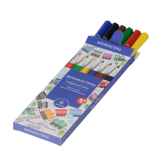 Фломастеры 6 цв BV HappyColor к/к Превью 3