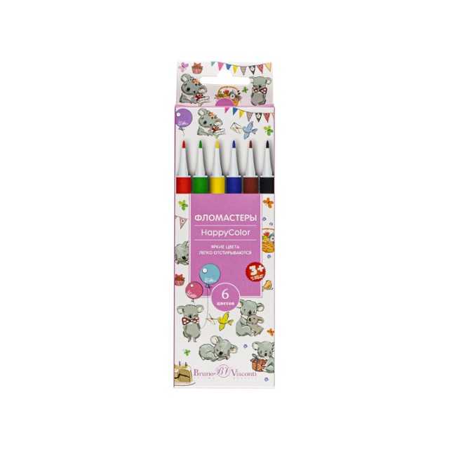 Фломастеры 6 цв BV HappyColor к/к Превью 7