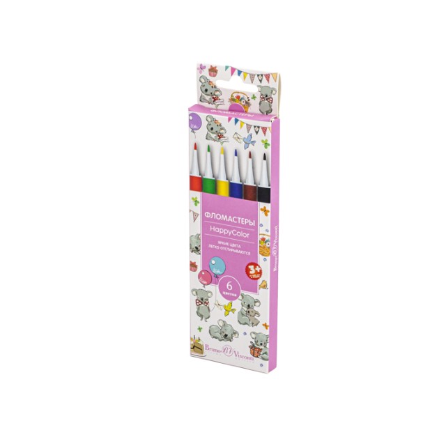 Фломастеры 6 цв BV HappyColor к/к Превью 13