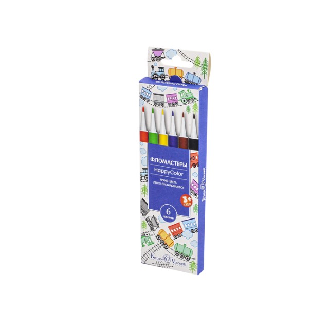 Фломастеры 6 цв BV HappyColor к/к Превью 11