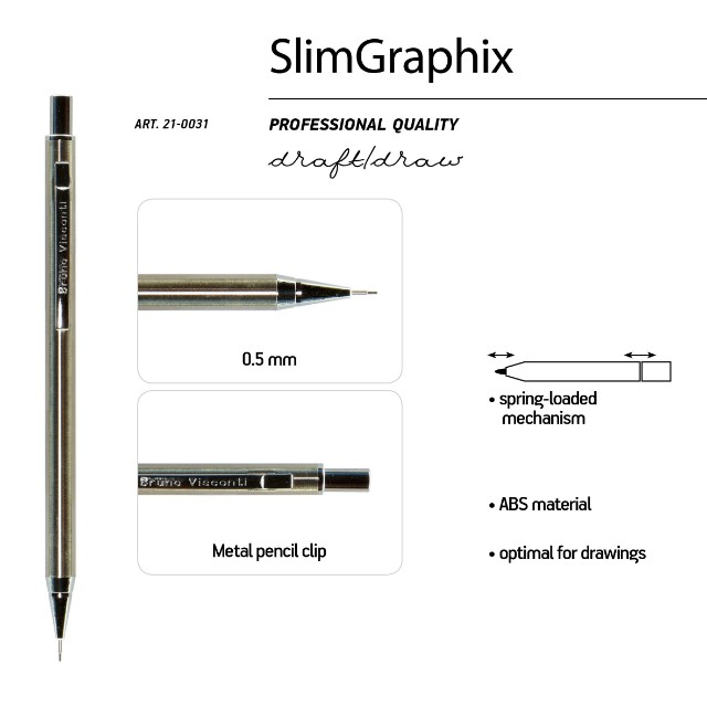 Карандаш мех. 0.5мм BV Slim Graphix металлич Превью 3