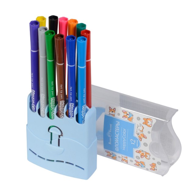 Фломастеры 12 цв BV Happy Color 2 вида пл/коробка Превью 8