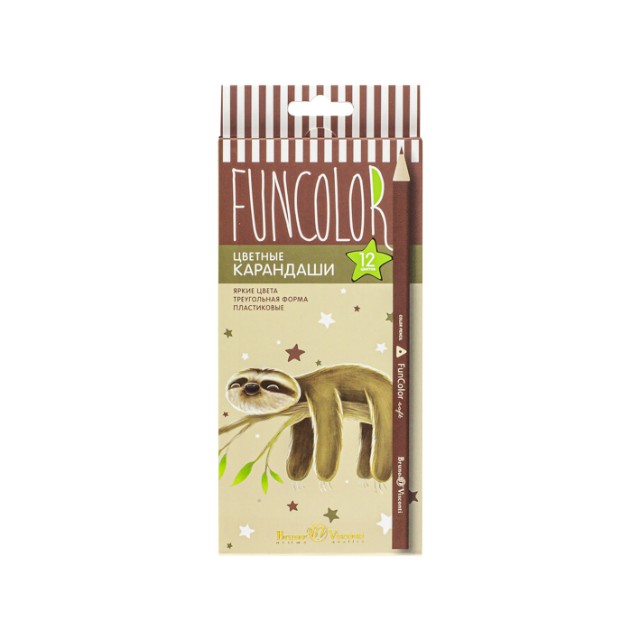 Карандаши цветные 12 цв пластик BV FunColor Медвежон Превью 4