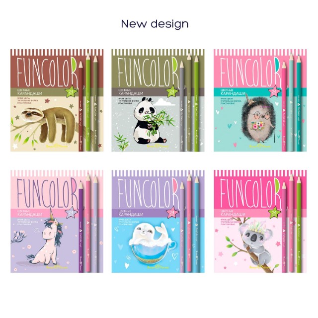 Карандаши цветные 24 цв пластик BV FunColor Коты трех Превью 14