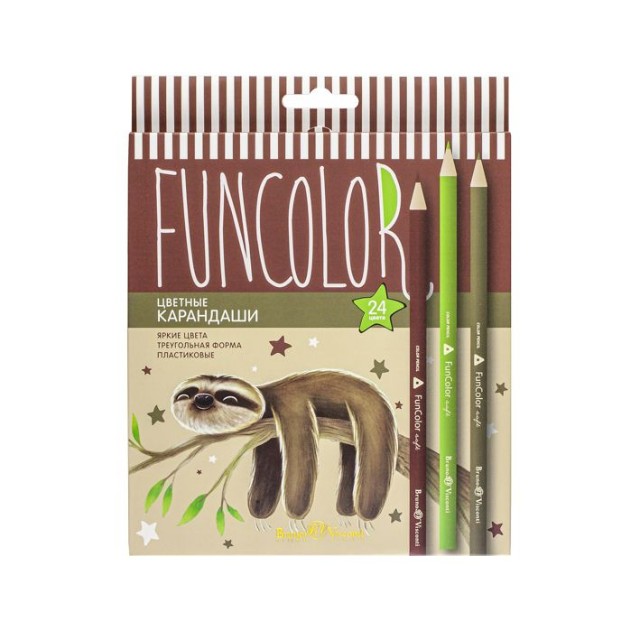 Карандаши цветные 24 цв пластик BV FunColor Коты трех Превью 4