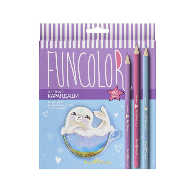 Карандаши цветные 24 цв пластик BV FunColor Коты трех Превью 10