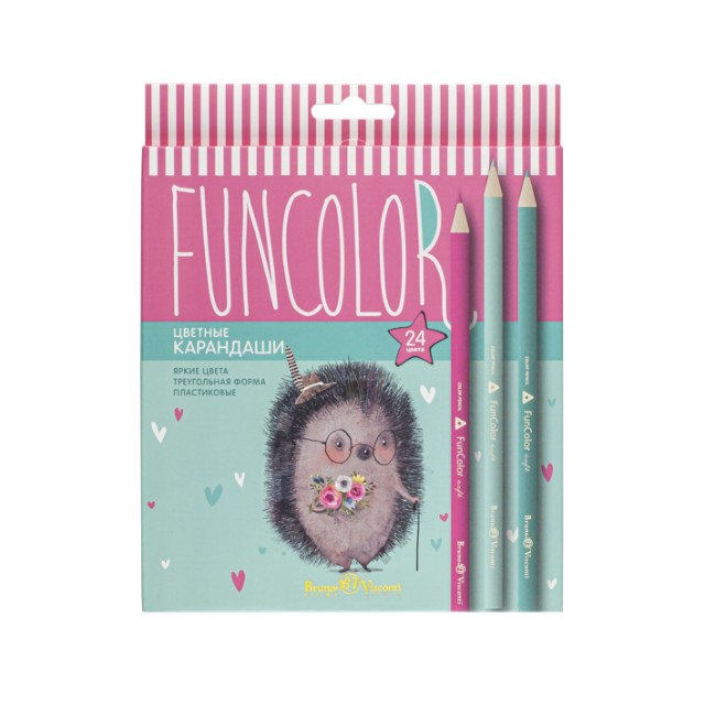 Карандаши цветные 24 цв пластик BV FunColor Коты трех Превью 13