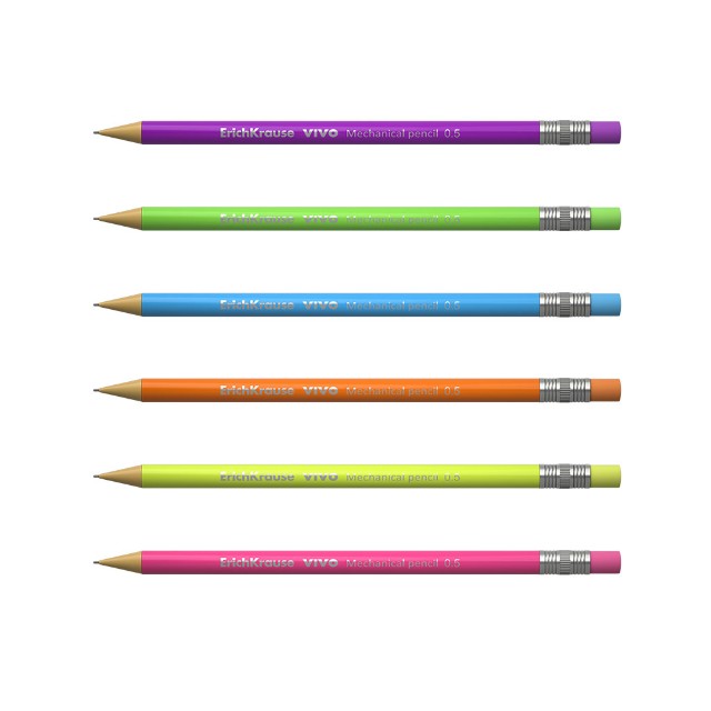 Карандаш мех. 0.5мм EK Vivo с ластиком ассорти Превью 3