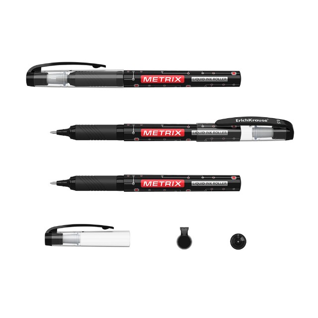 Ручка роллер черная EK Metrix корпус черный 0,45мм игла Превью 3