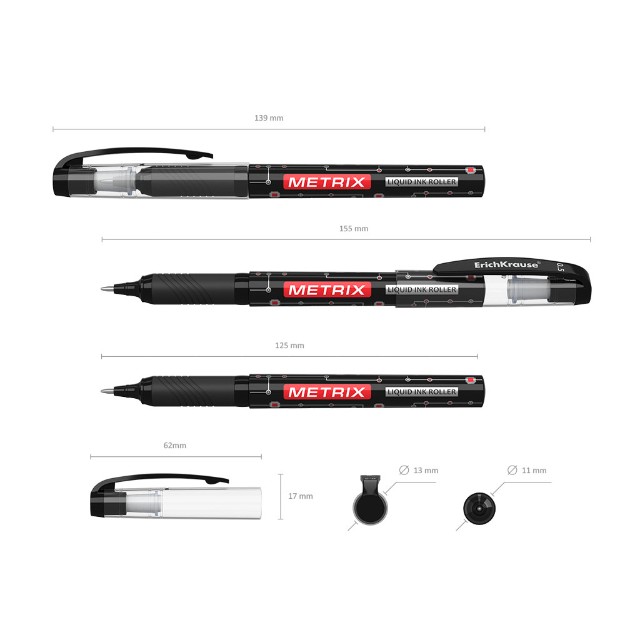 Ручка роллер черная EK Metrix корпус черный 0,45мм игла Превью 2