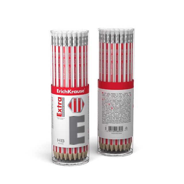 Карандаш ч/гр HB EK Extra с/ластиком полосат корп Превью 3