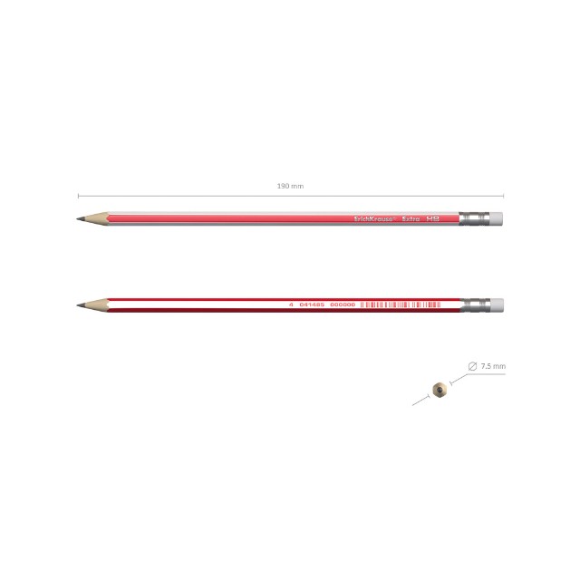 Карандаш ч/гр HB EK Extra с/ластиком полосат корп Превью 2
