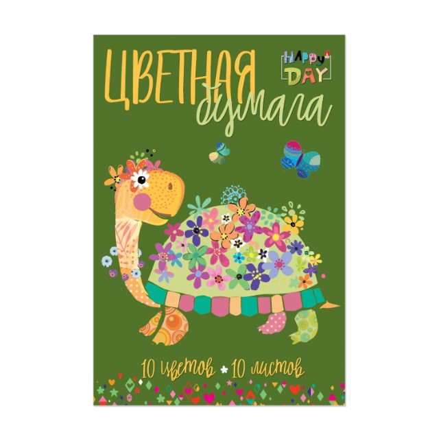 Цв. бумага А4 10л 10цв немел Мультики одност папка Превью 2