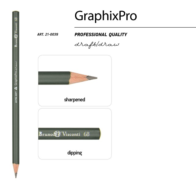 Карандаши ч/гр 12 шт разной твердости BV GraphixPro 2H-9B Превью 1
