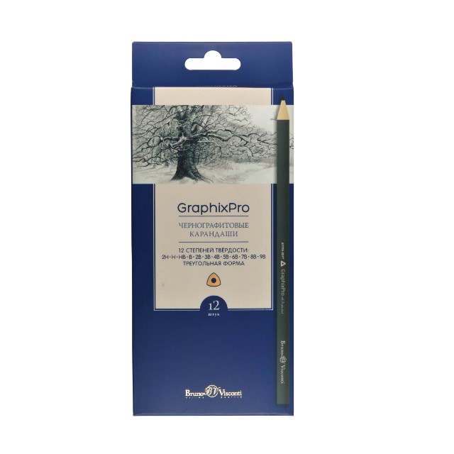 Карандаши ч/гр 12 шт разной твердости BV GraphixPro 2H-9B Превью 3