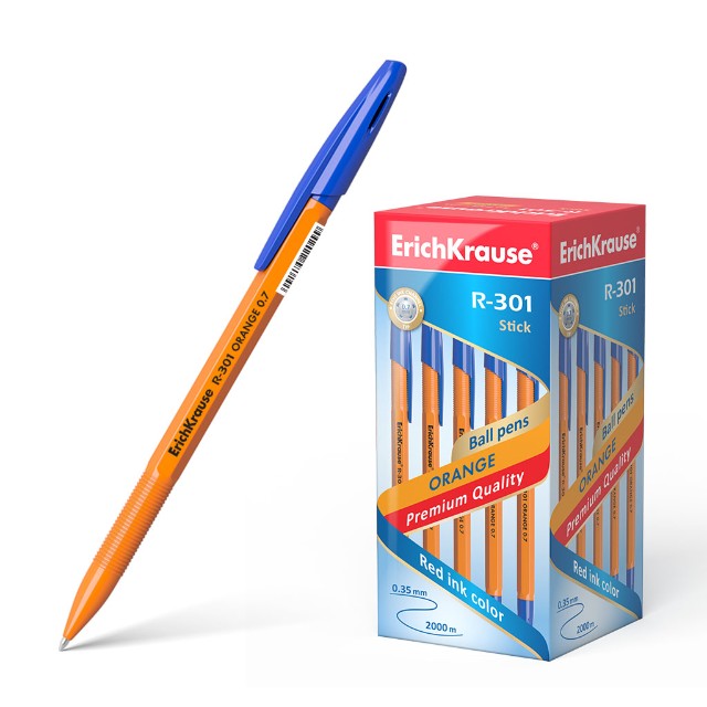 Ручка шариковая синяя EK R-301 Orange Stick оранж корпус 0.7мм