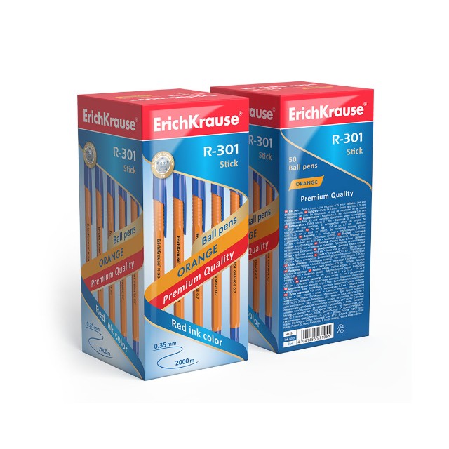 Ручка шариковая синяя EK R-301 Orange Stick оранж корпус 0.7мм Превью 4