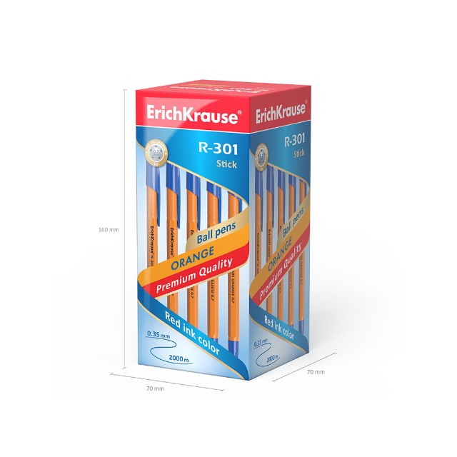 Ручка шариковая синяя EK R-301 Orange Stick оранж корпус 0.7мм Превью 3