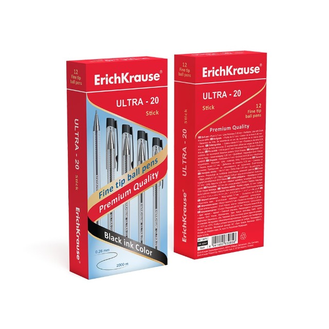 Ручка шариковая черная EK G-Soft Ultra L-20 прозр корпус 0,7мм Превью 1