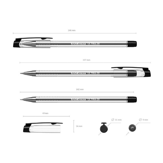 Ручка шариковая черная EK G-Soft Ultra L-20 прозр корпус 0,7мм Превью 2