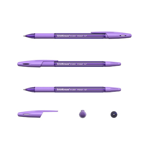 Ручка шариковая фиолетовая EK R-301 Violet Stick&Grip 0.35мм полупрозр корпус Превью 3