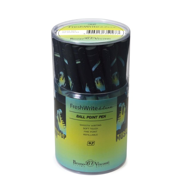 Ручка шариковая синяя BV FreshWrite Music blue 0.7 принт Превью 4