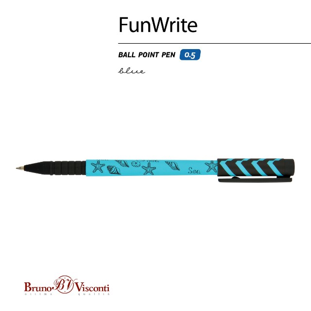 Ручка шариковая синяя BV FunWrite Морская 0.5 Превью 4