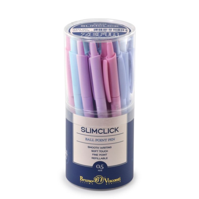 Ручка шариковая синяя BV SlimClick Zefir 0.5мм автомат пастель Превью 3