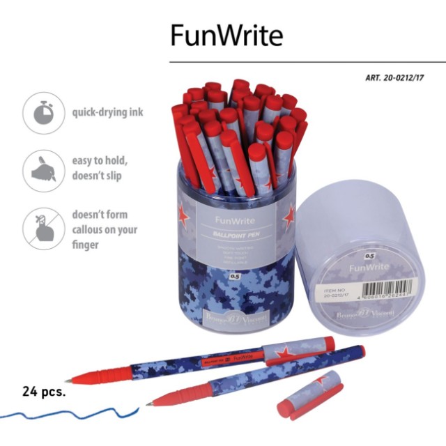 Ручка шариковая синяя BV FunWrite Military 0.5 принт Превью 3