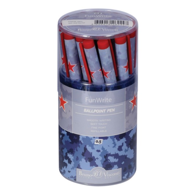 Ручка шариковая синяя BV FunWrite Military 0.5 принт Превью 1