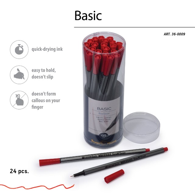 Ручка капиллярная BV Basic красная 0.4мм Превью 2