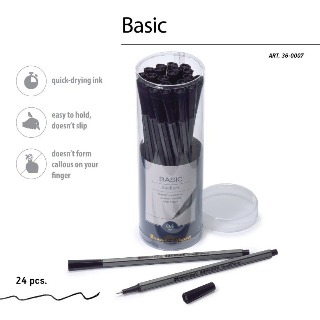 Ручка капиллярная BV Basic черная 0.4мм Превью 3