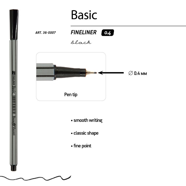 Ручка капиллярная BV Basic черная 0.4мм Превью 2