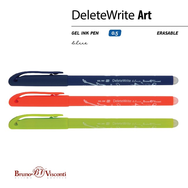 Ручка гелевая Пиши-стирай синяя BV Delete Write Art Музыка Превью 4
