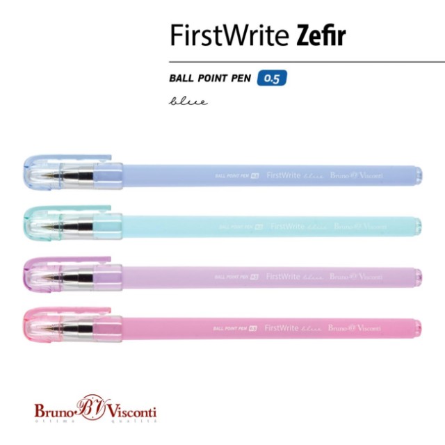Ручка шариковая синяя BV FirstWrite Zefir 0.5 мм мята лава Превью 2