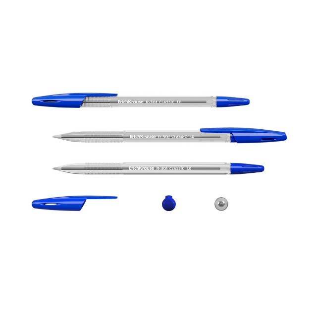 Ручка шариковая синяя EK R-301 Classic Stick прозр. корпус Превью 2