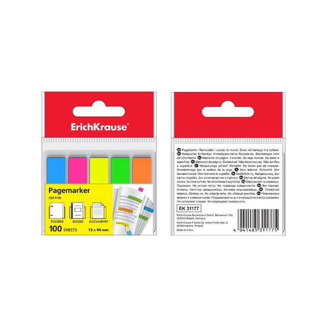 Блок липкий Закладки-разделители пласт 5цв 100л неон Превью 2