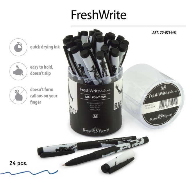 Ручка шариковая синяя BV FreshWrite RAP 0.7мм принт Превью 4
